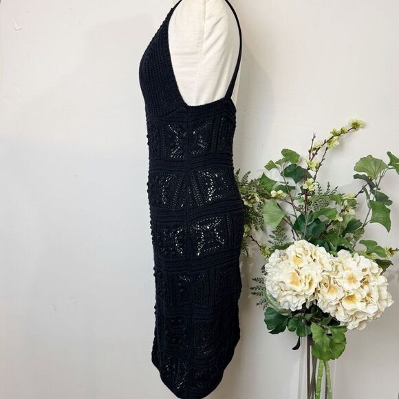 Anthropologie Black Crochet Beach Coverup Bodycon Dress | Large - Picture 7 of 15
